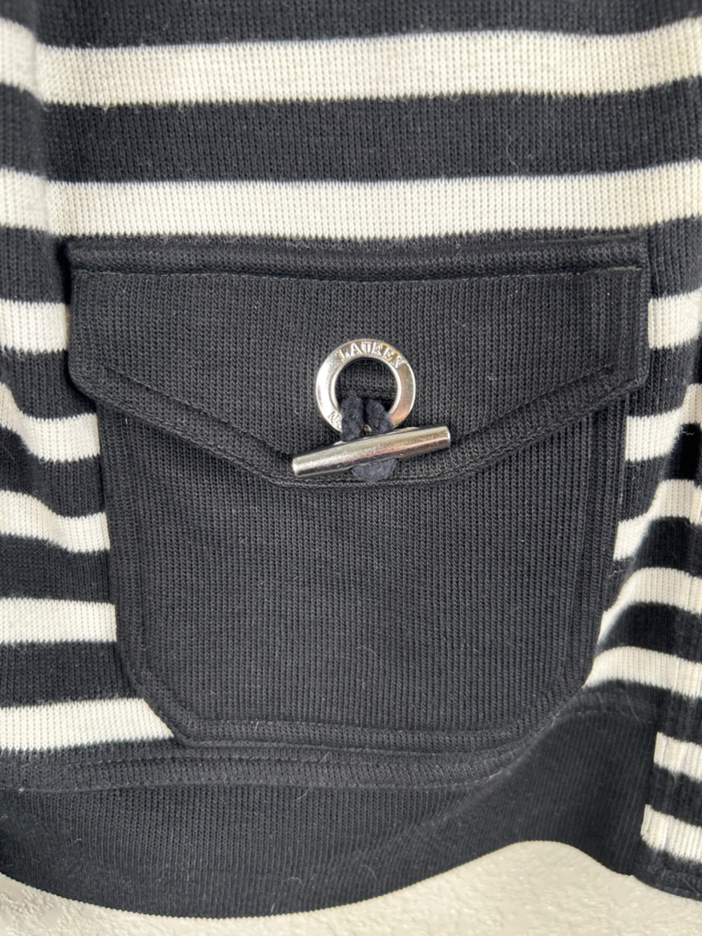 Lauren Ralph Lauren Black & White Stripe Knit Nautical Button Down Sweater Sz L - Picture 3 of 6